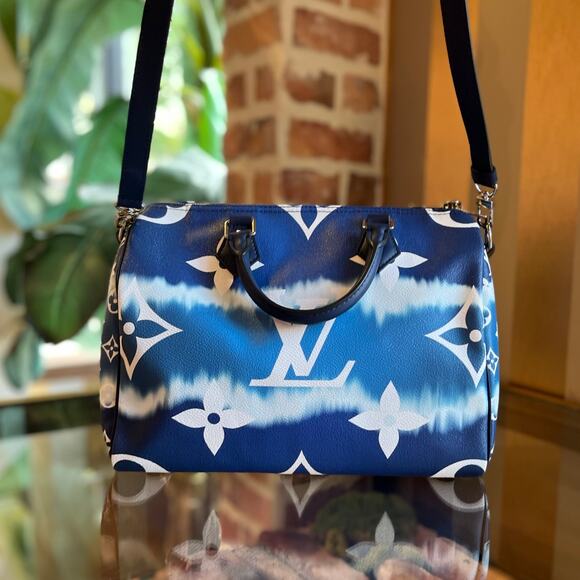 LOUIS VUITTON Speedy Bandouliere 30 Blue Escale Canvas Satchel Bag - Picture 3 of 15